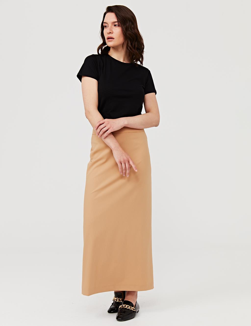 Basic Pencil Skirt Camel