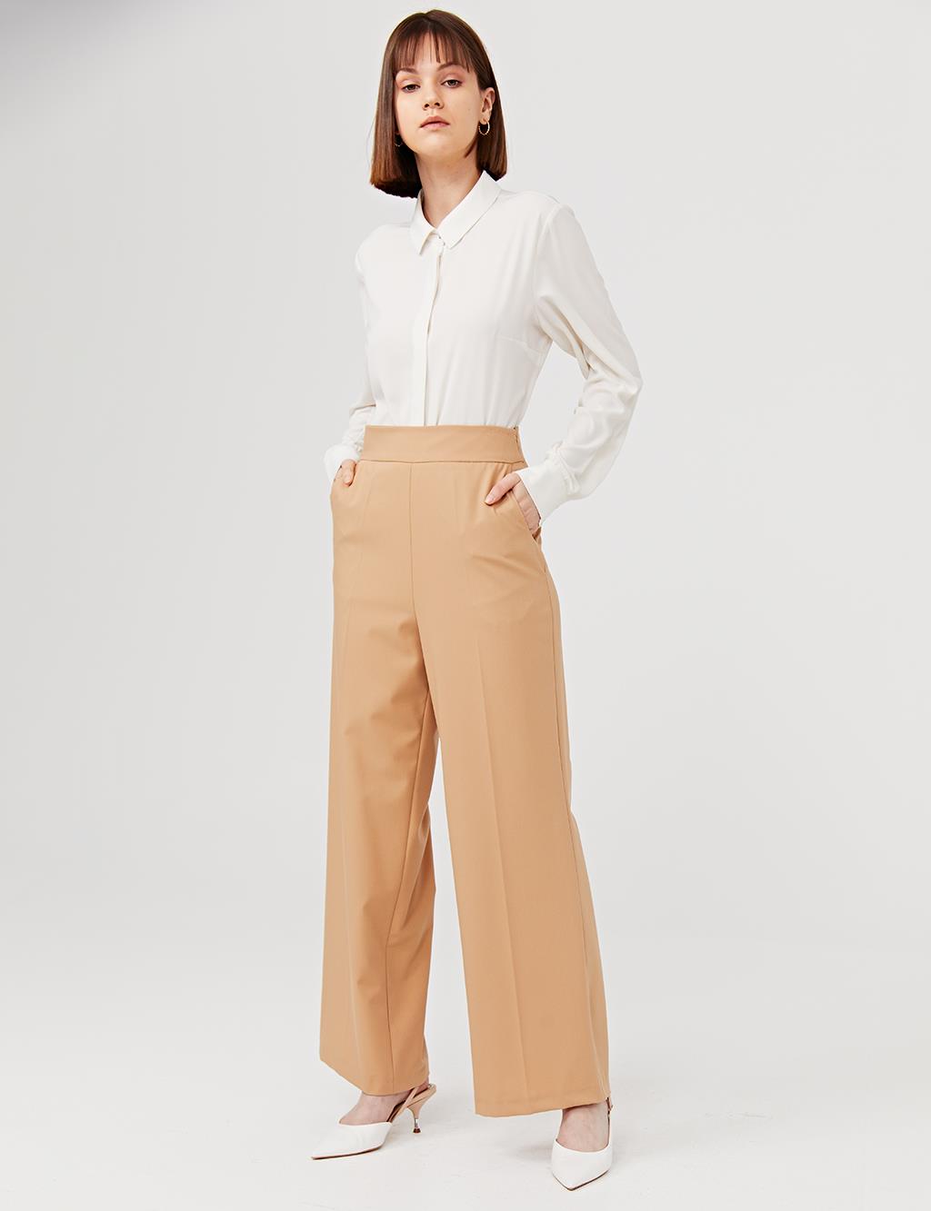 Basic Pocketed Pants Camel