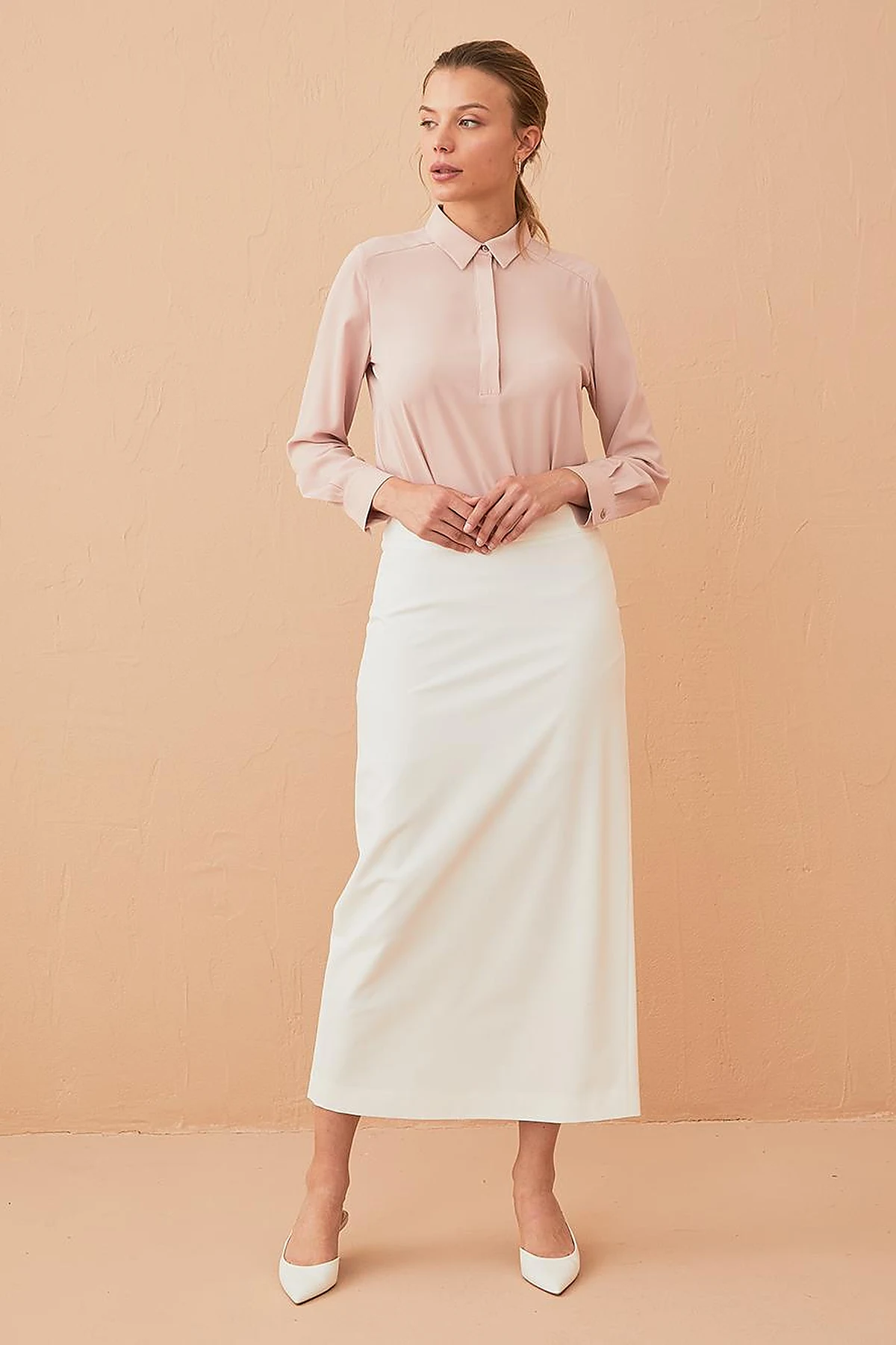 Basic Pencil Skirt Ecru