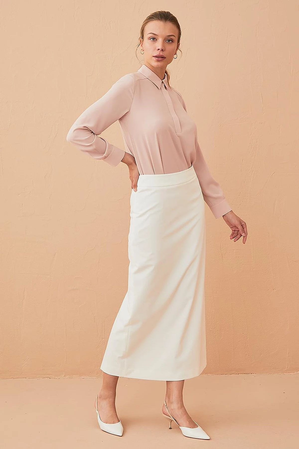 Basic Pencil Skirt Ecru