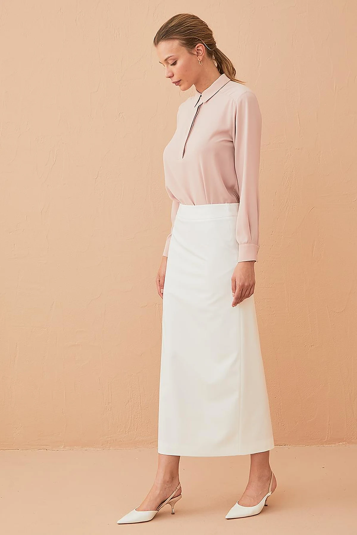 Basic Pencil Skirt Ecru