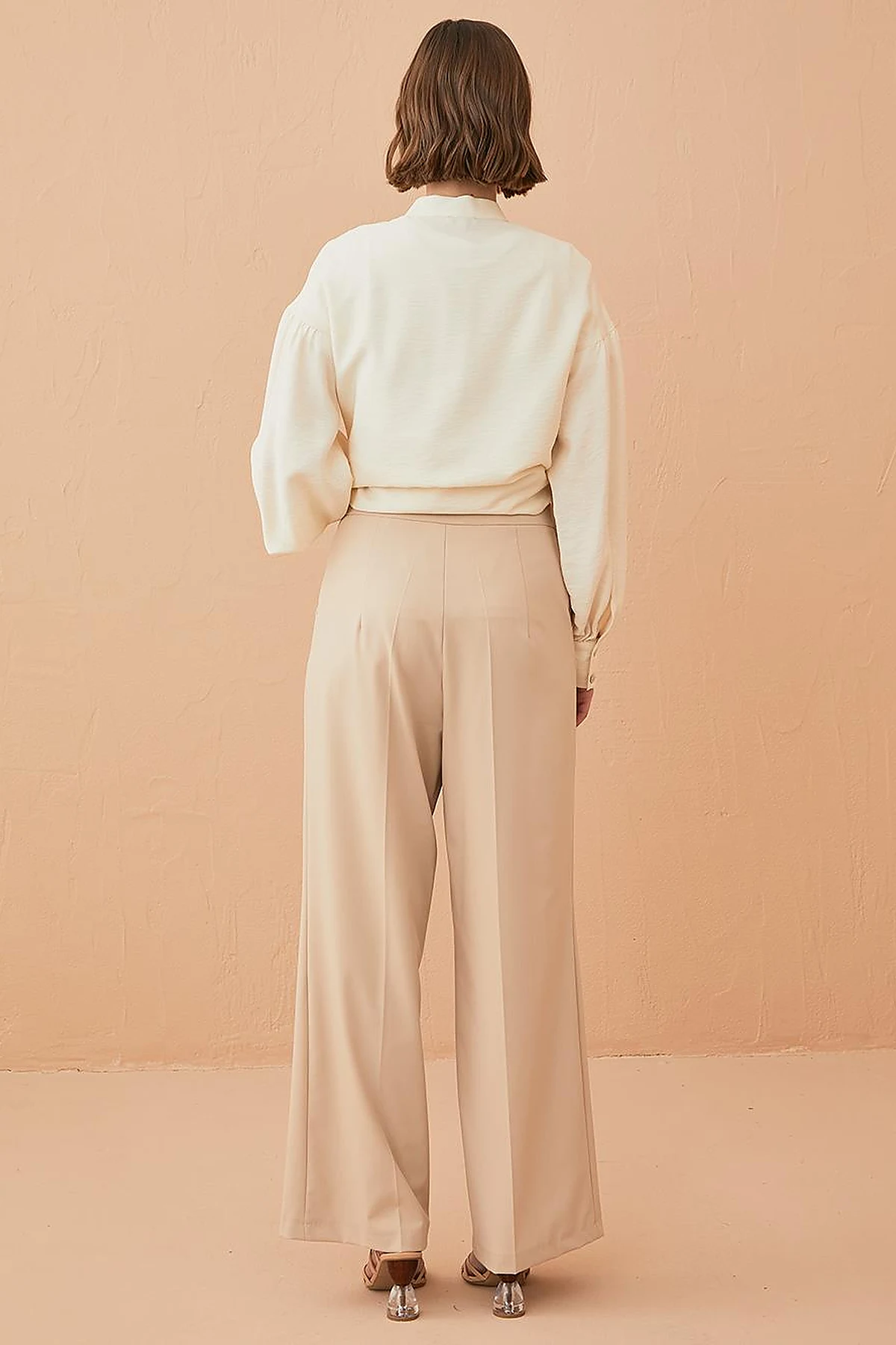 Basic Cepli Pantolon Krem 