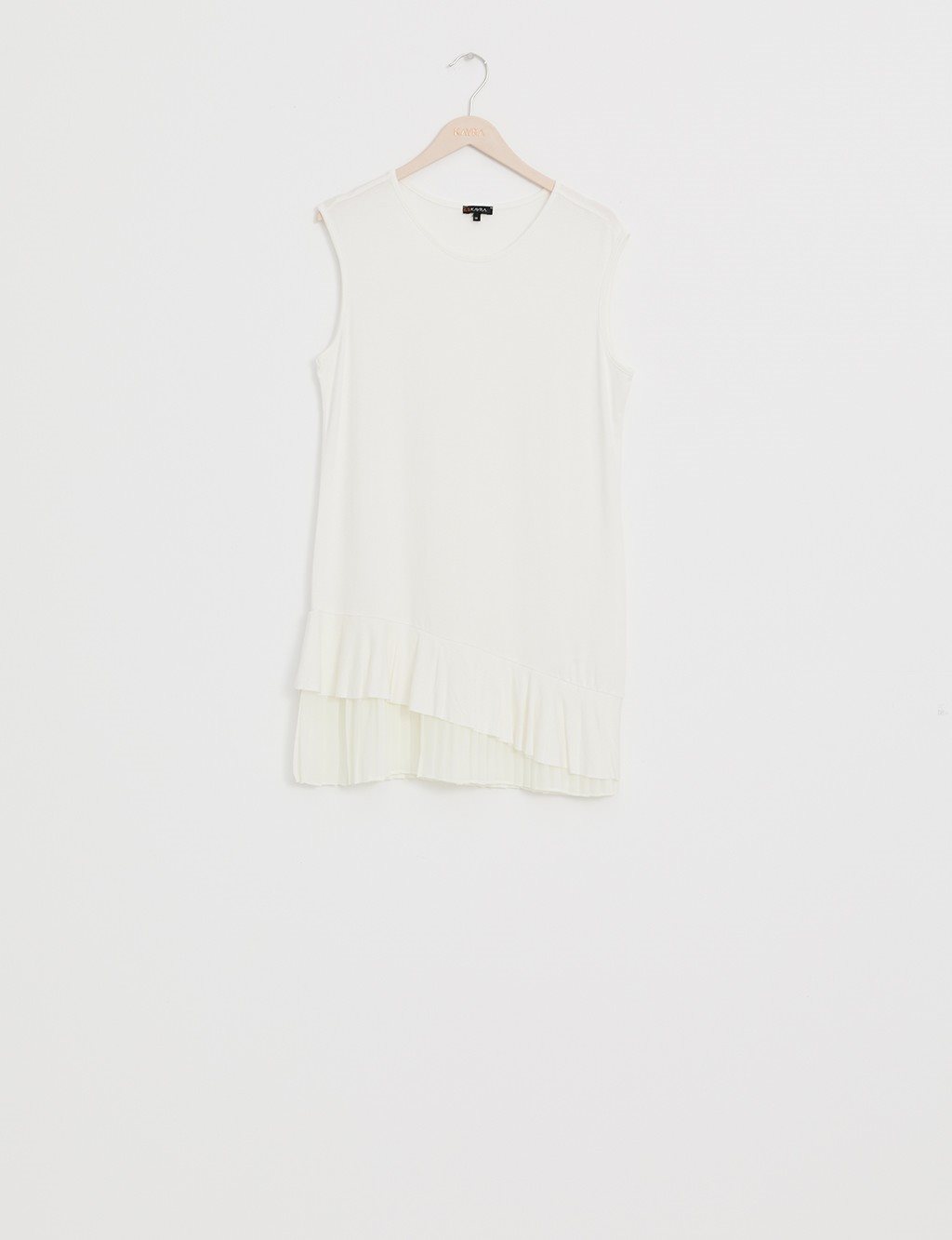 Basic Ruffle Sleeveless BlouseSZ 10508 Ecru