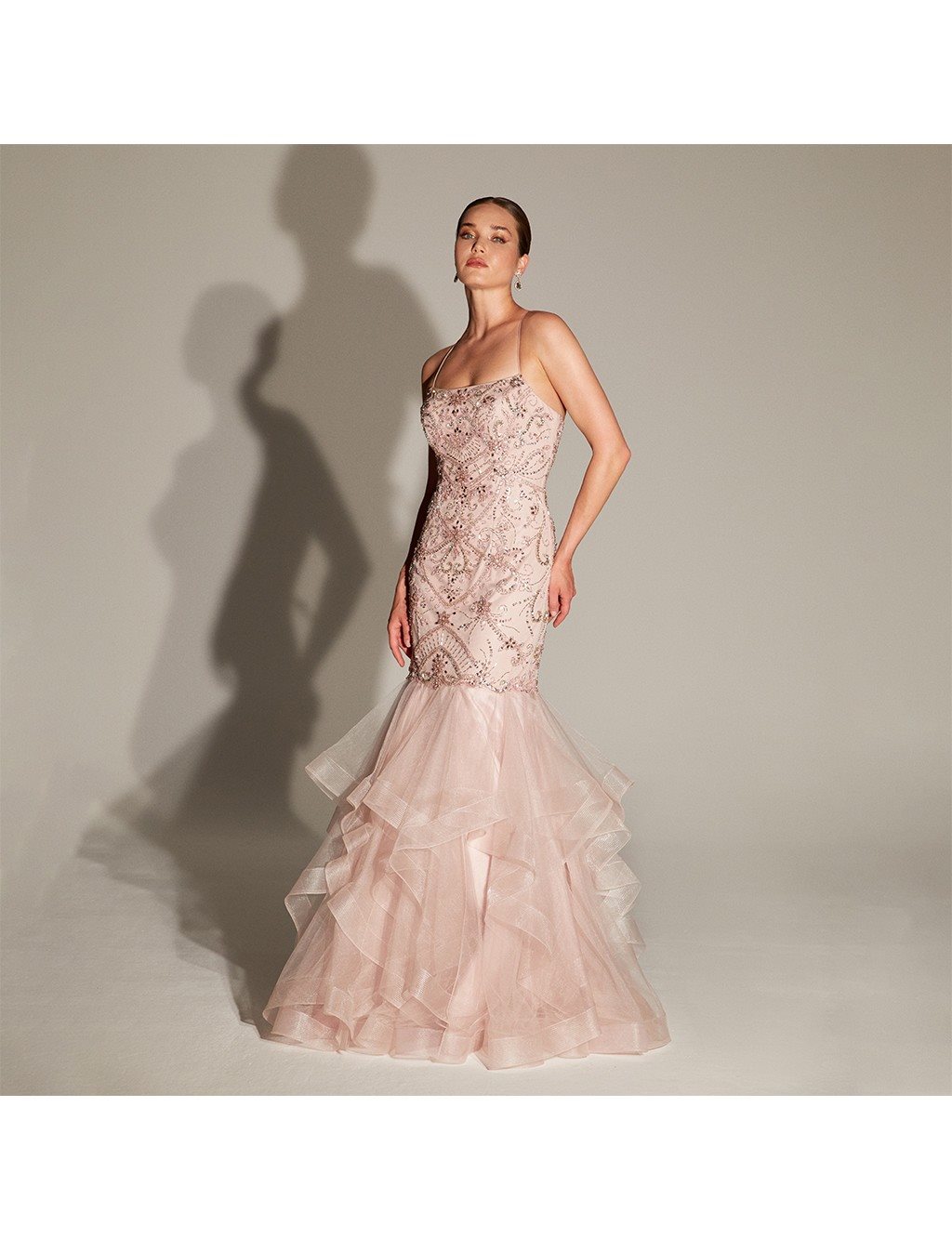 TIARA Skirt Tulle Detailed Fish Form Evening Dress B20 26169 Pink