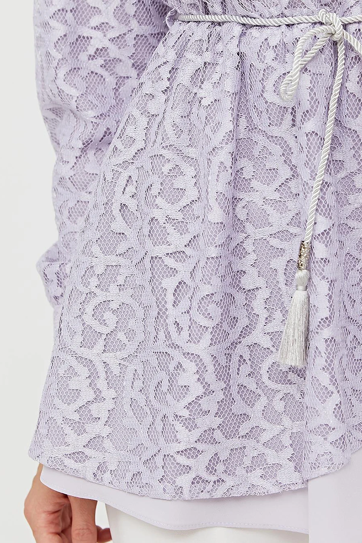 Jacquard Asymmetrical Cut Blouse A21 10013 Lilac