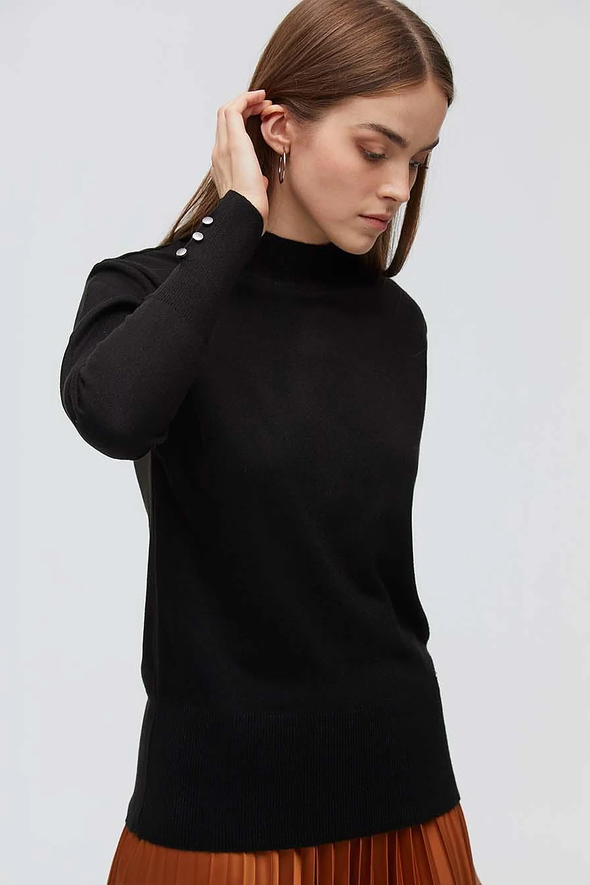 Basic Knit Sweater Powder Black SZ TRK05