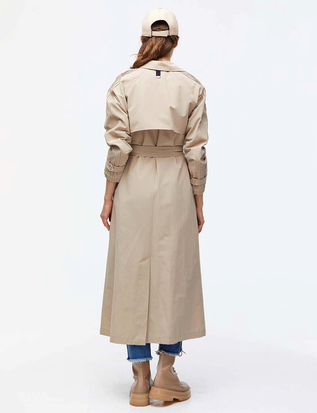 Belted Double Breasted Collar Trench Coat A21 14024 Beige
