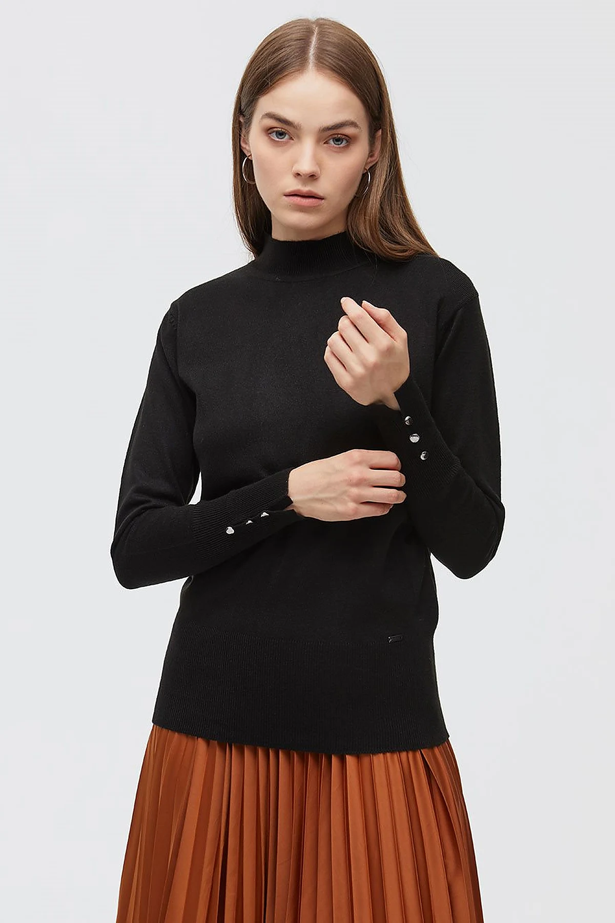 Basic Knit Sweater Powder Black SZ TRK05