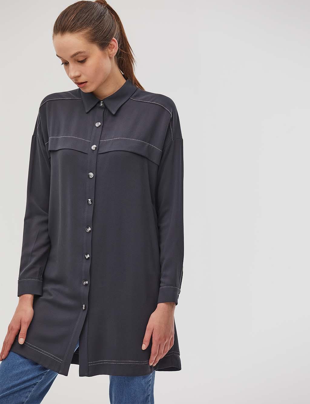 KYR Contrast Stitched Tunic Navy
