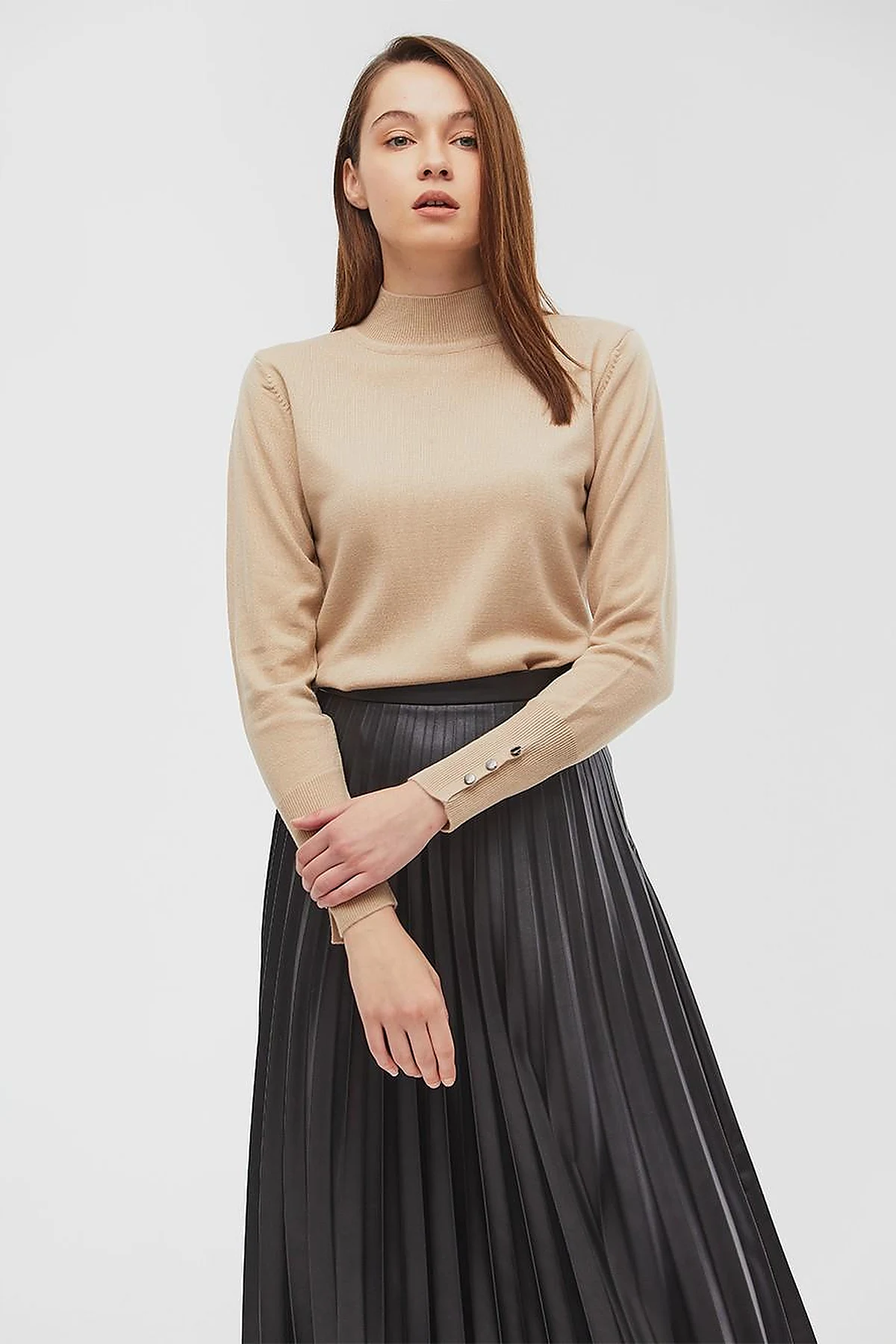 Basic Knit Sweater in Stone