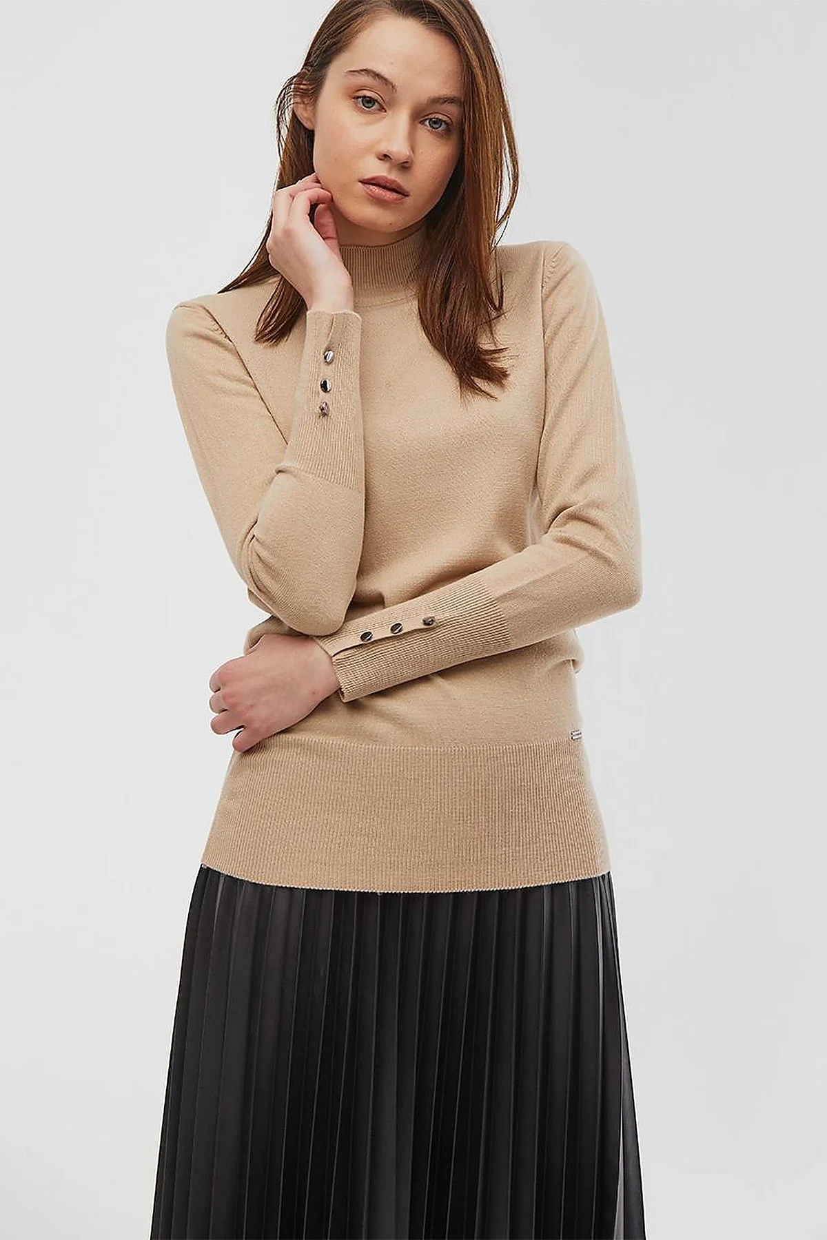 Basic Knit Sweater in Stone