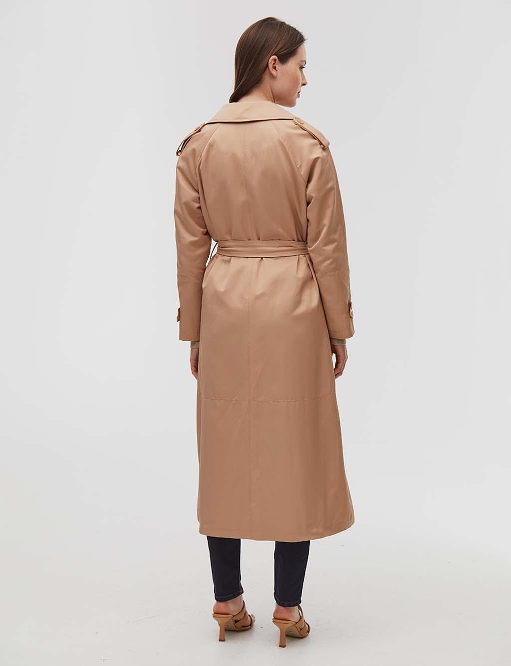 Double Breasted Trench Coat / Cap Beige