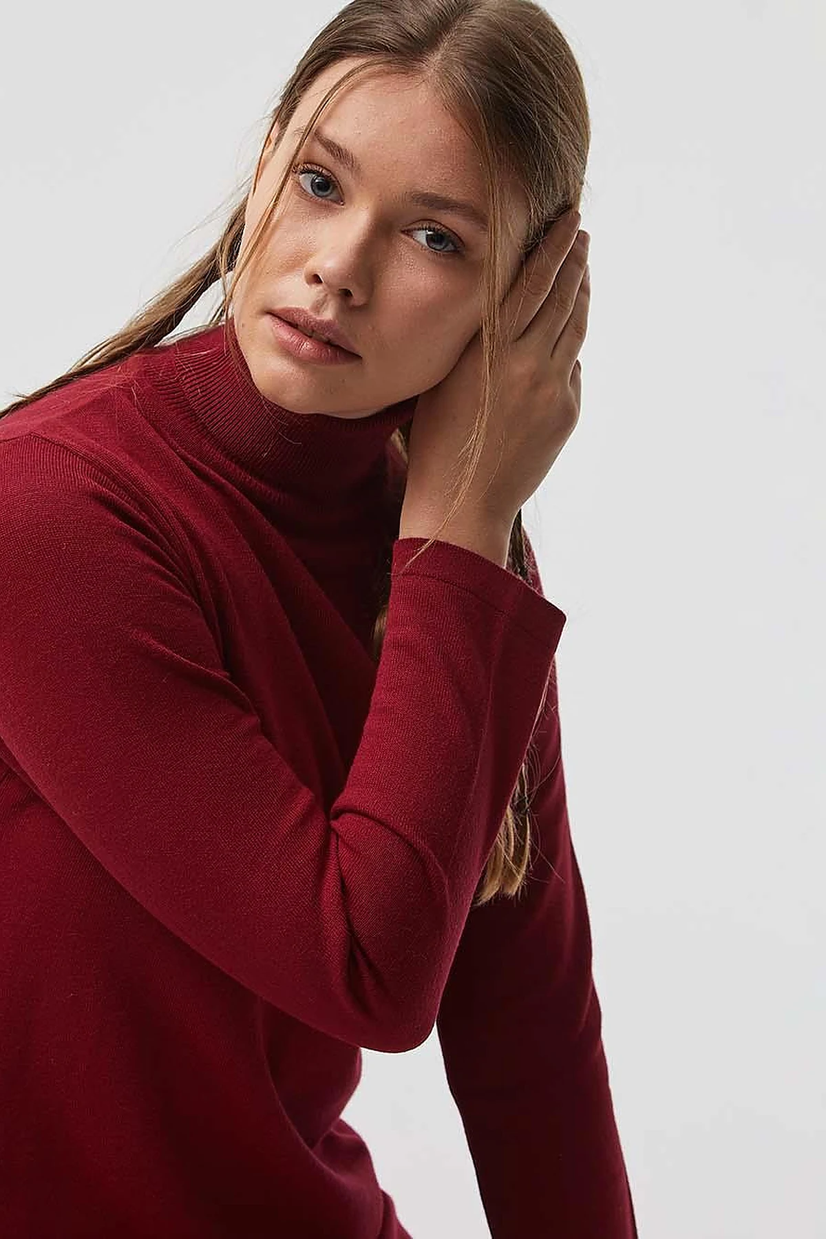 Basic Turtleneck Knitwear Tunic Plum