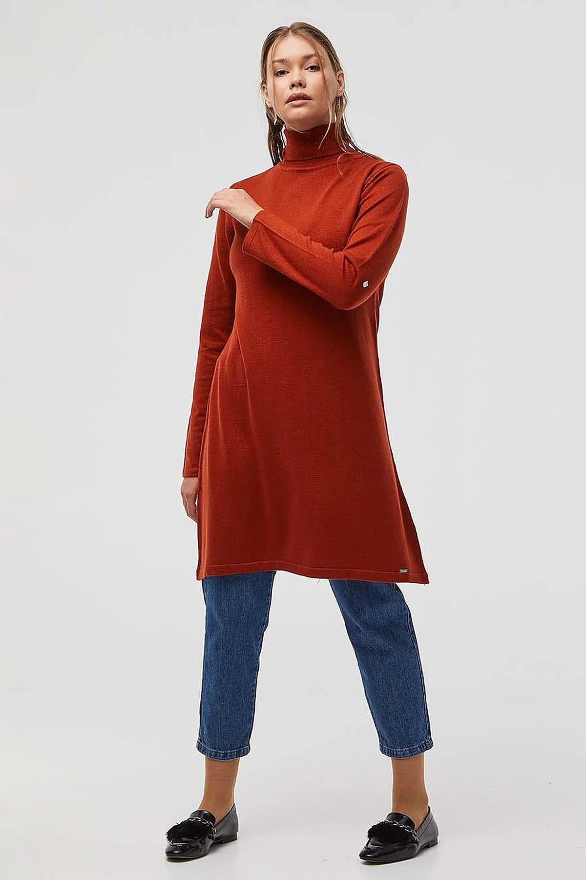 Basic Turtleneck Knitwear Tunic Tile