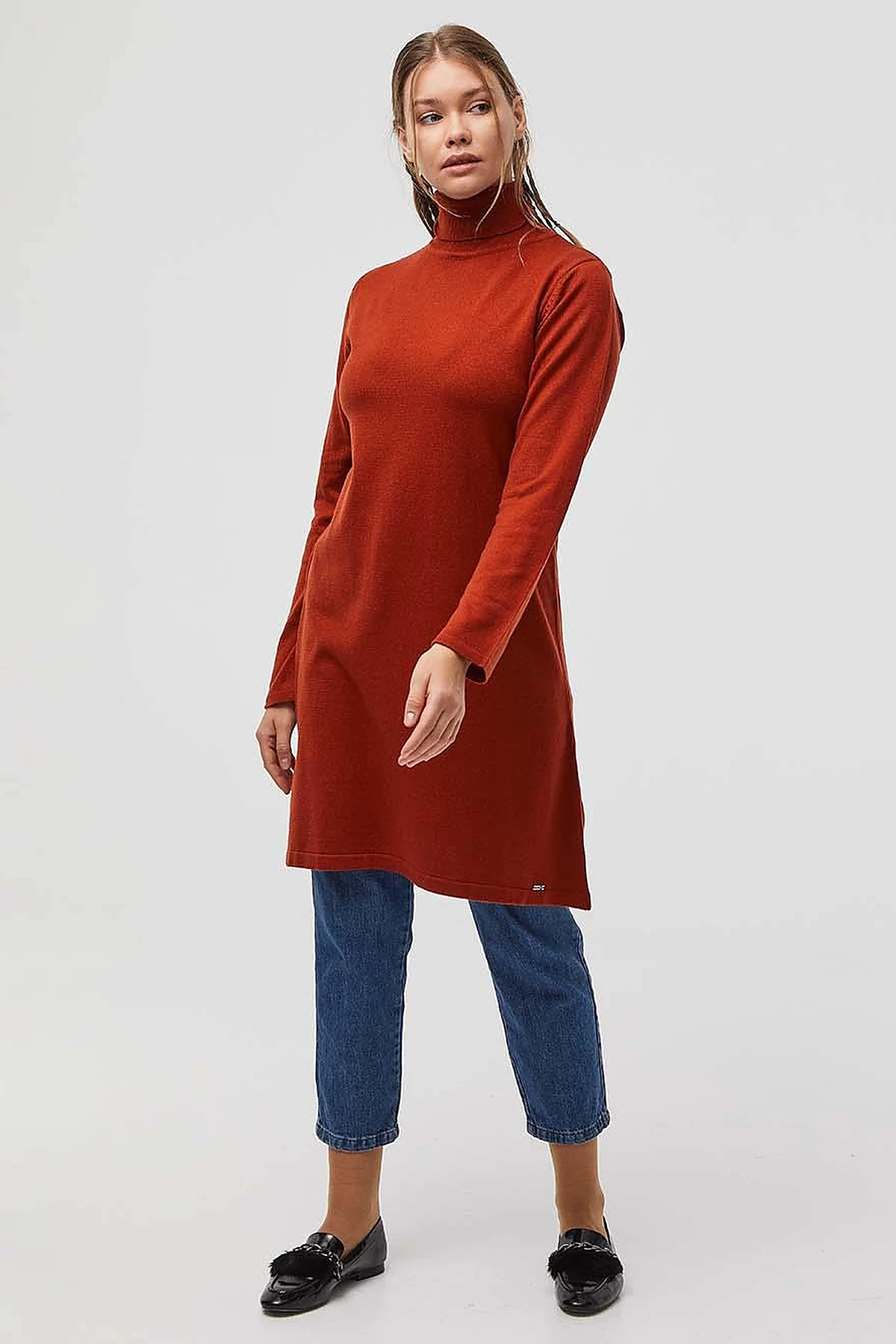 Basic Turtleneck Knitwear Tunic Tile