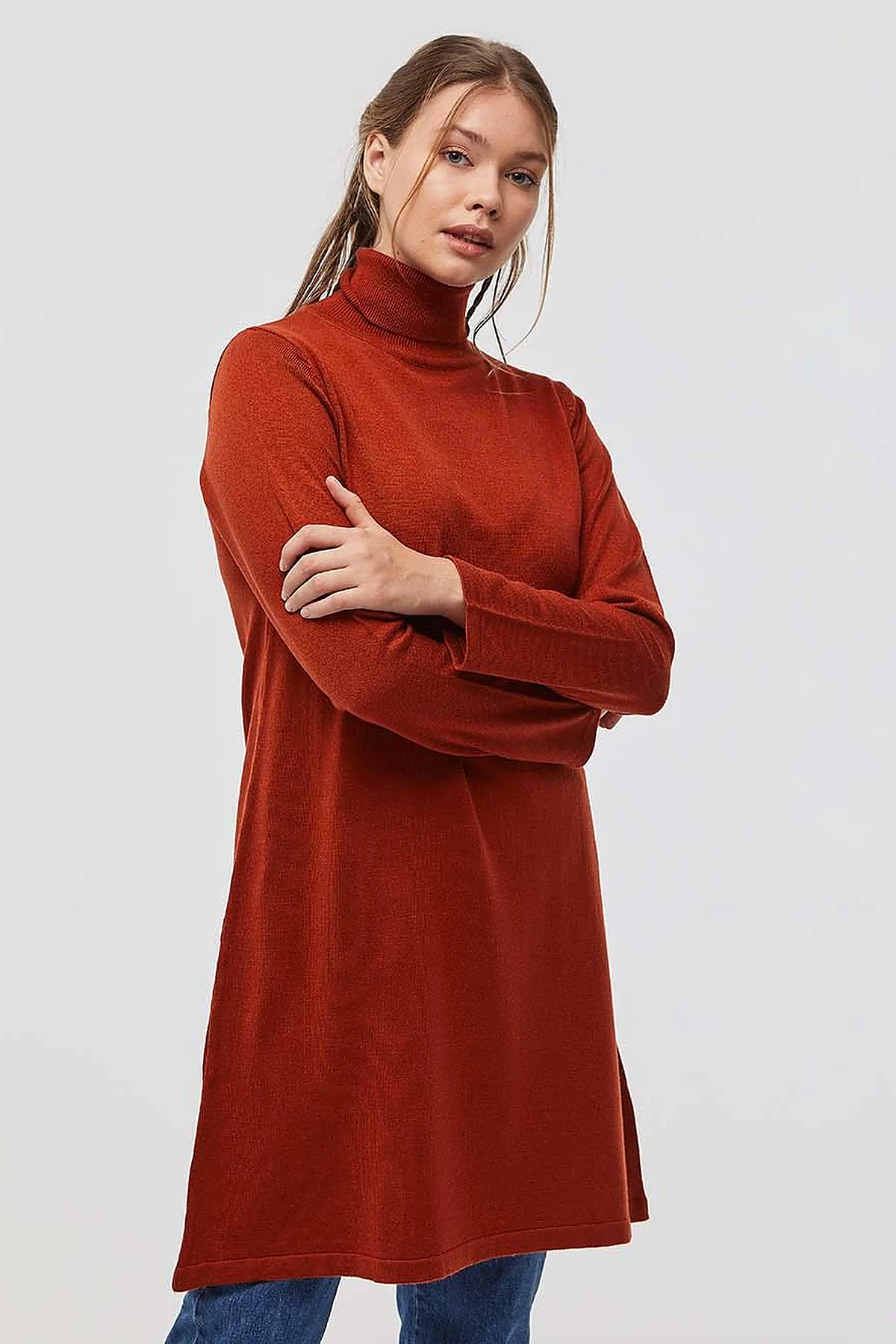 Basic Turtleneck Knitwear Tunic Tile