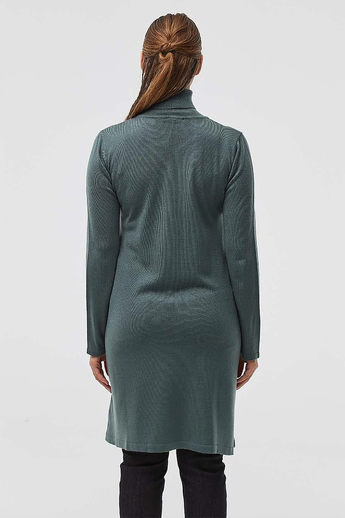 Basic Balıkçı Yaka Triko Tunik Küf Yeşili