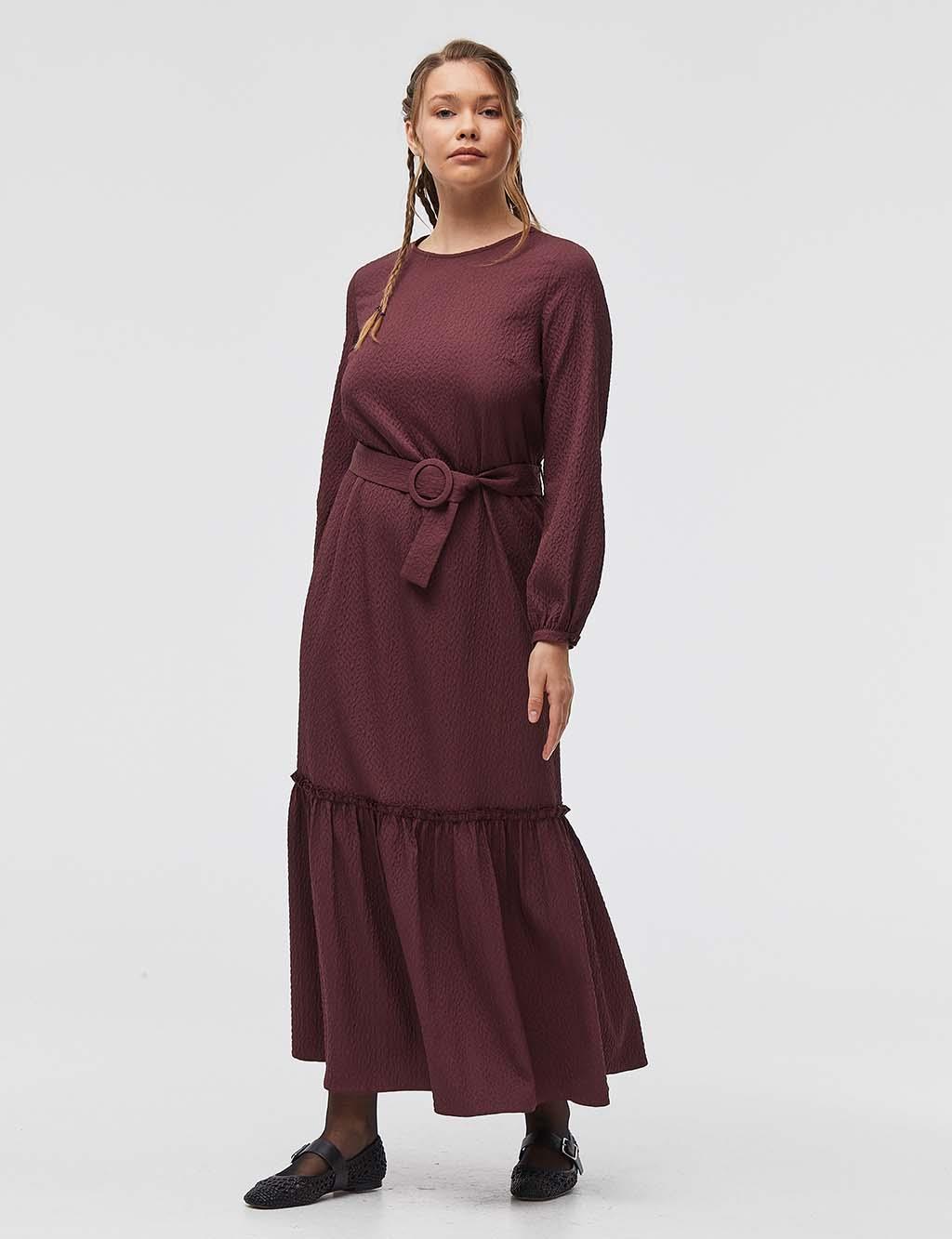 Belted Maxi Dress Claret Red