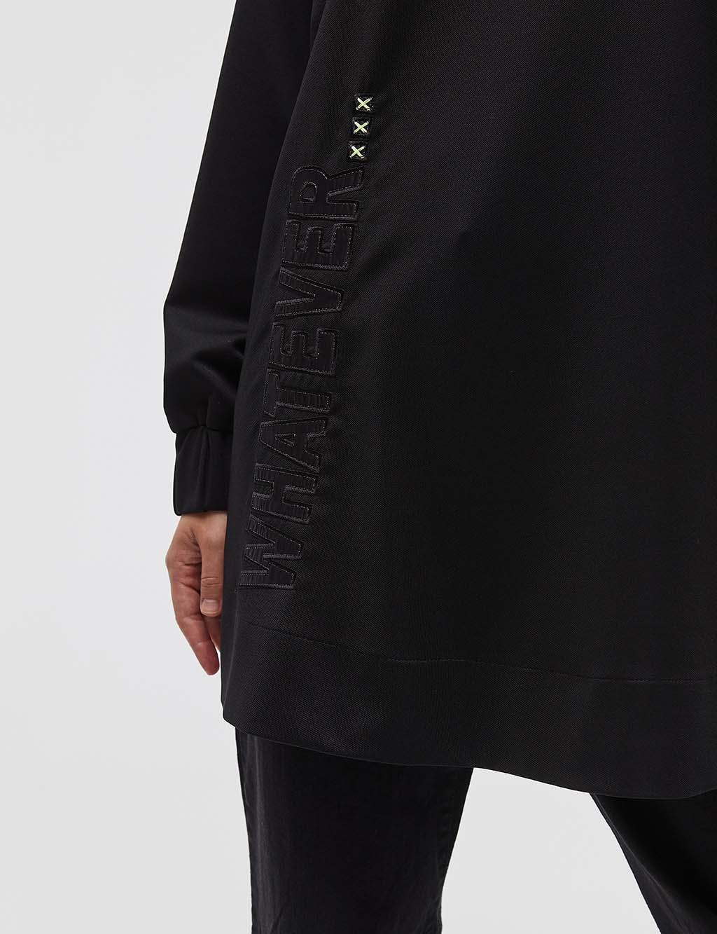 Zipper Collar Sweatshirt Black