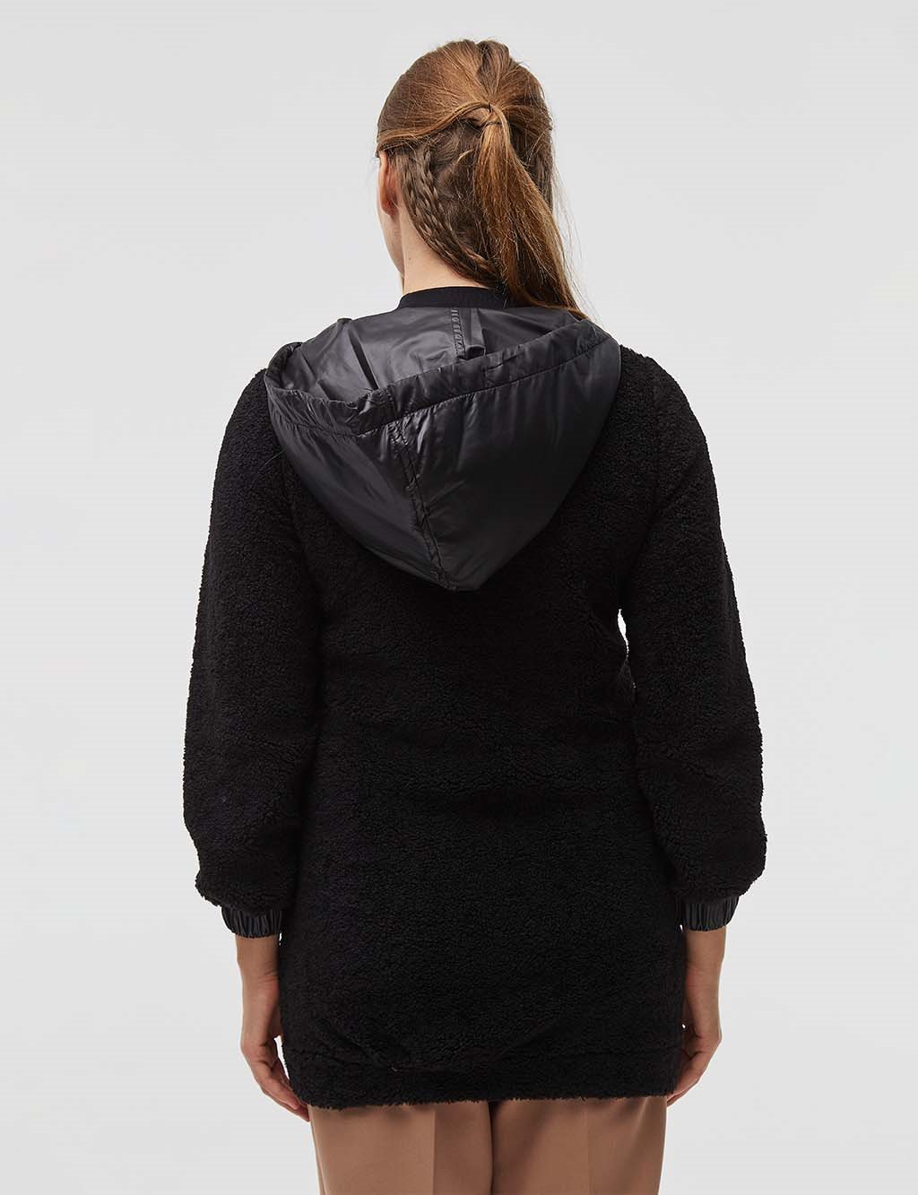 Half Zipper Plush Sweatshirt Black