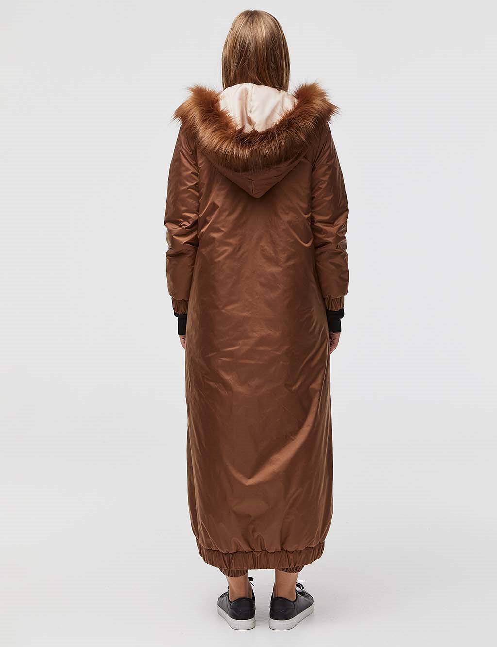 Long Fur Overcoat Camel