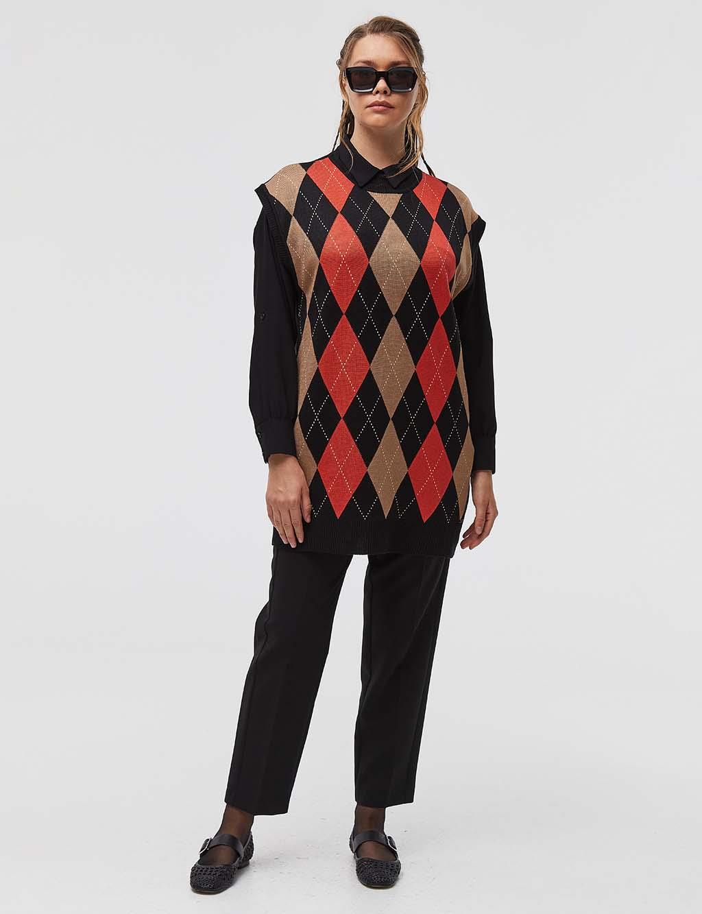 Diamond Patterned Knitwear Sweater Black