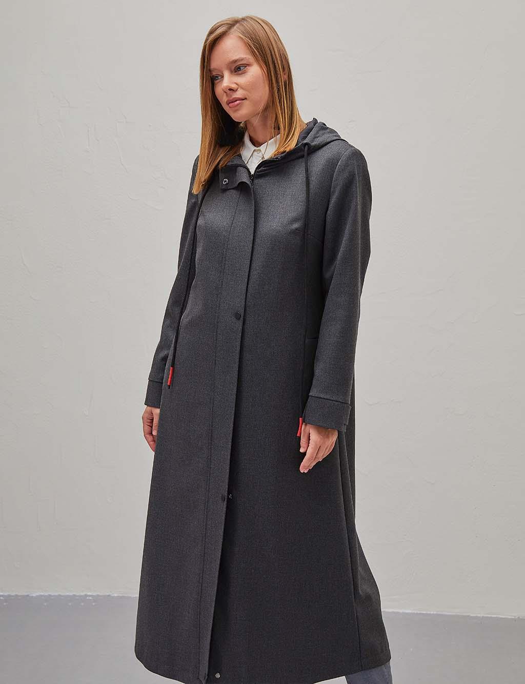 Hooded Sport Trench Coat Smoked