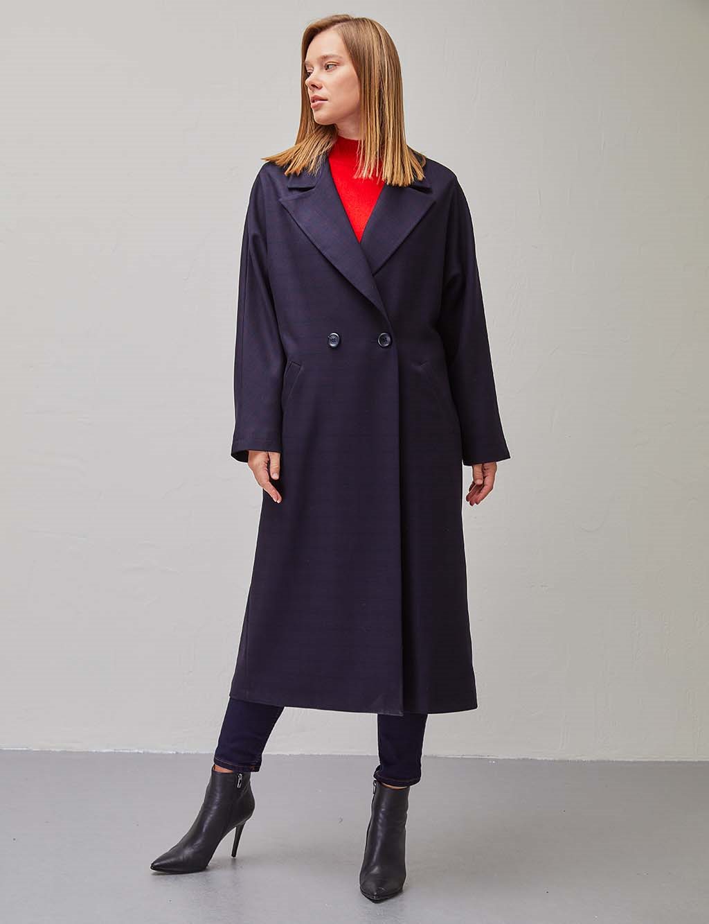 Oversize Double Breasted Coat Navy