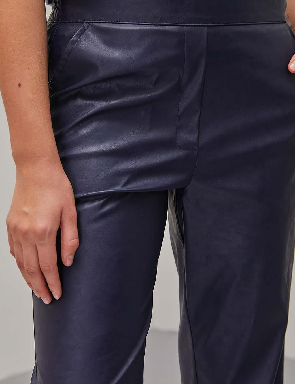 Faux Leather Jogger Pants Navy
