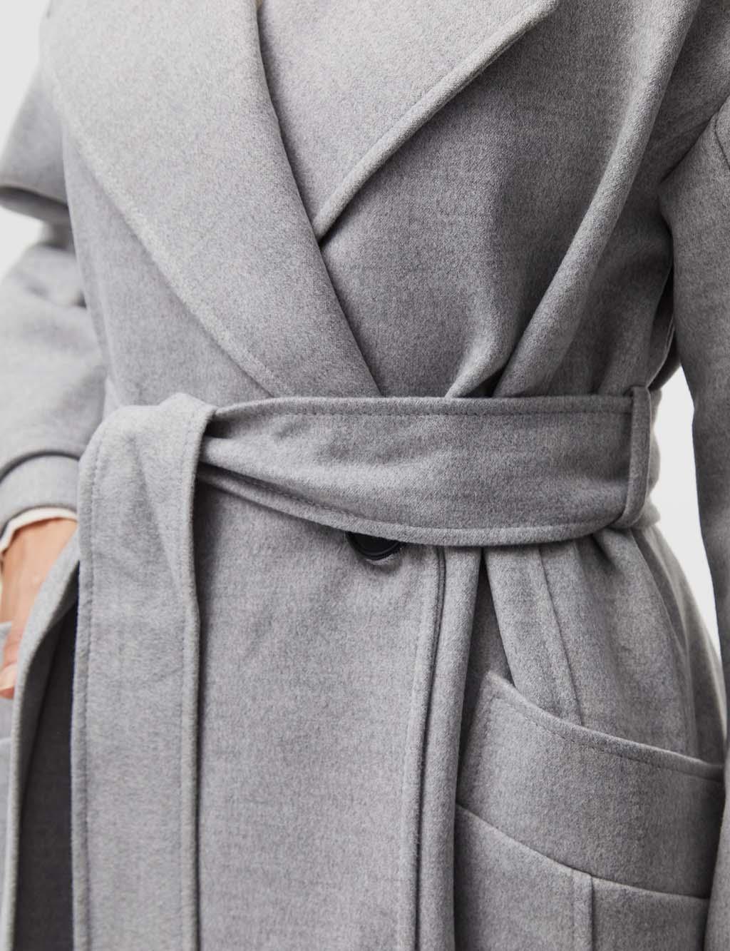 Belted Double Breasted Coat Grey