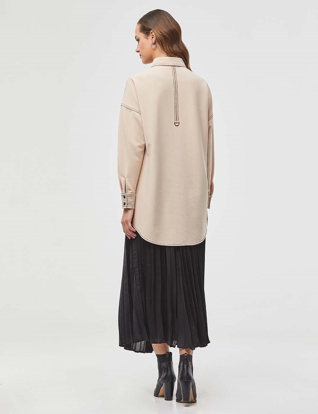 Contrast Stitched Tunic Stone