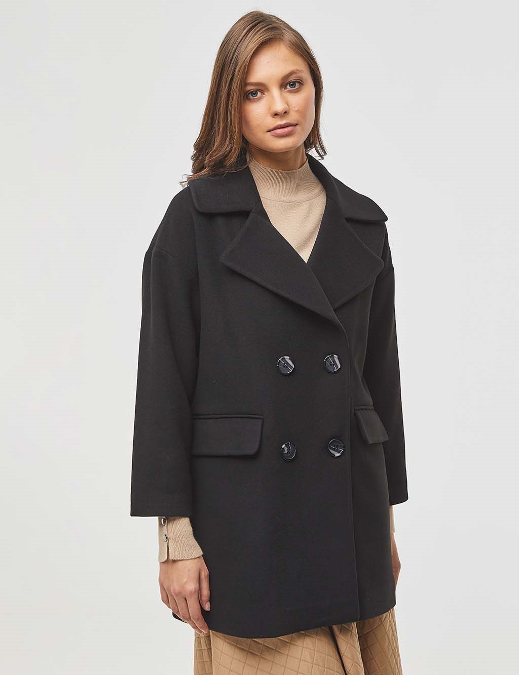 Double Breasted Coat Black
