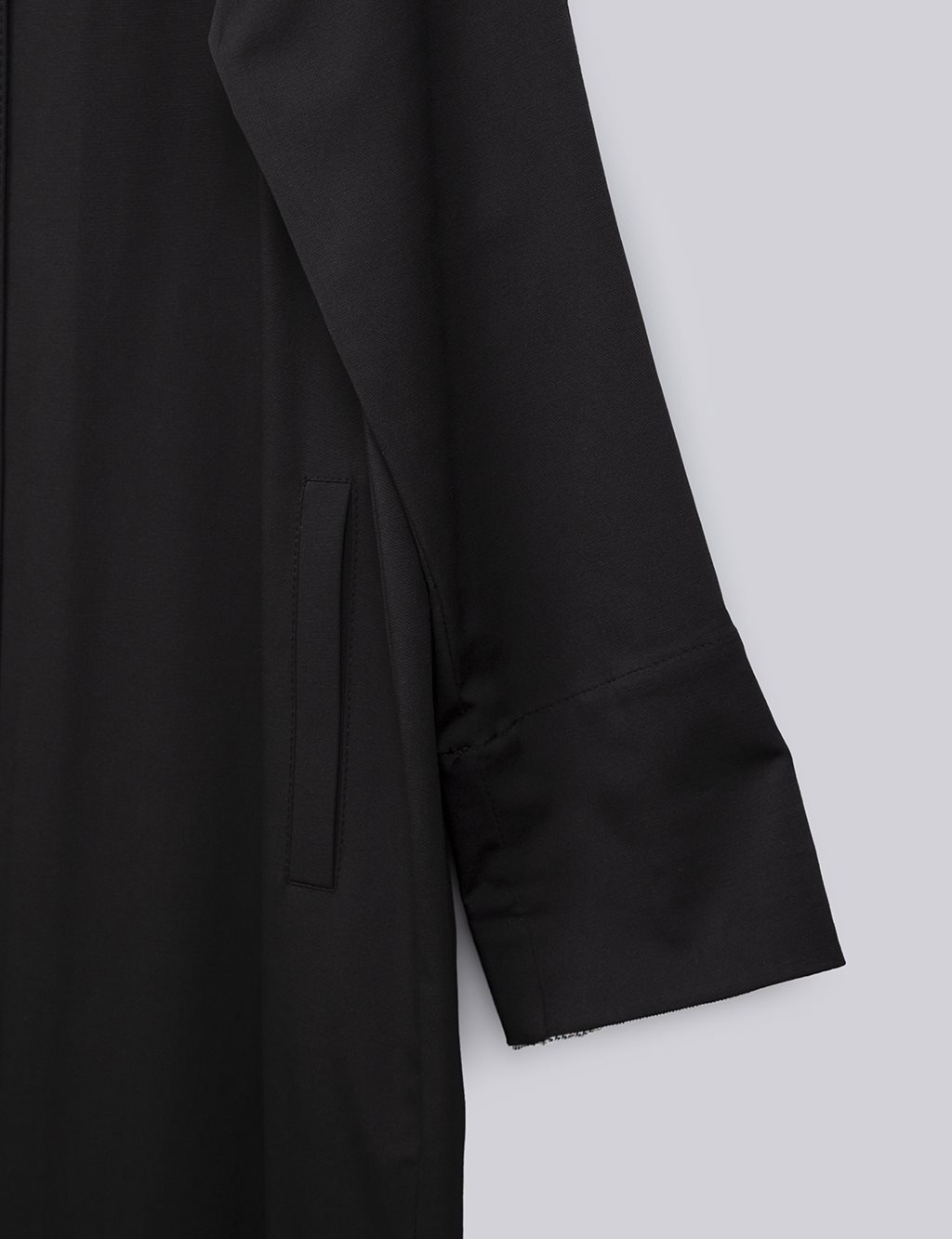 Punto Stitched Snap Closure Trench Coat Black