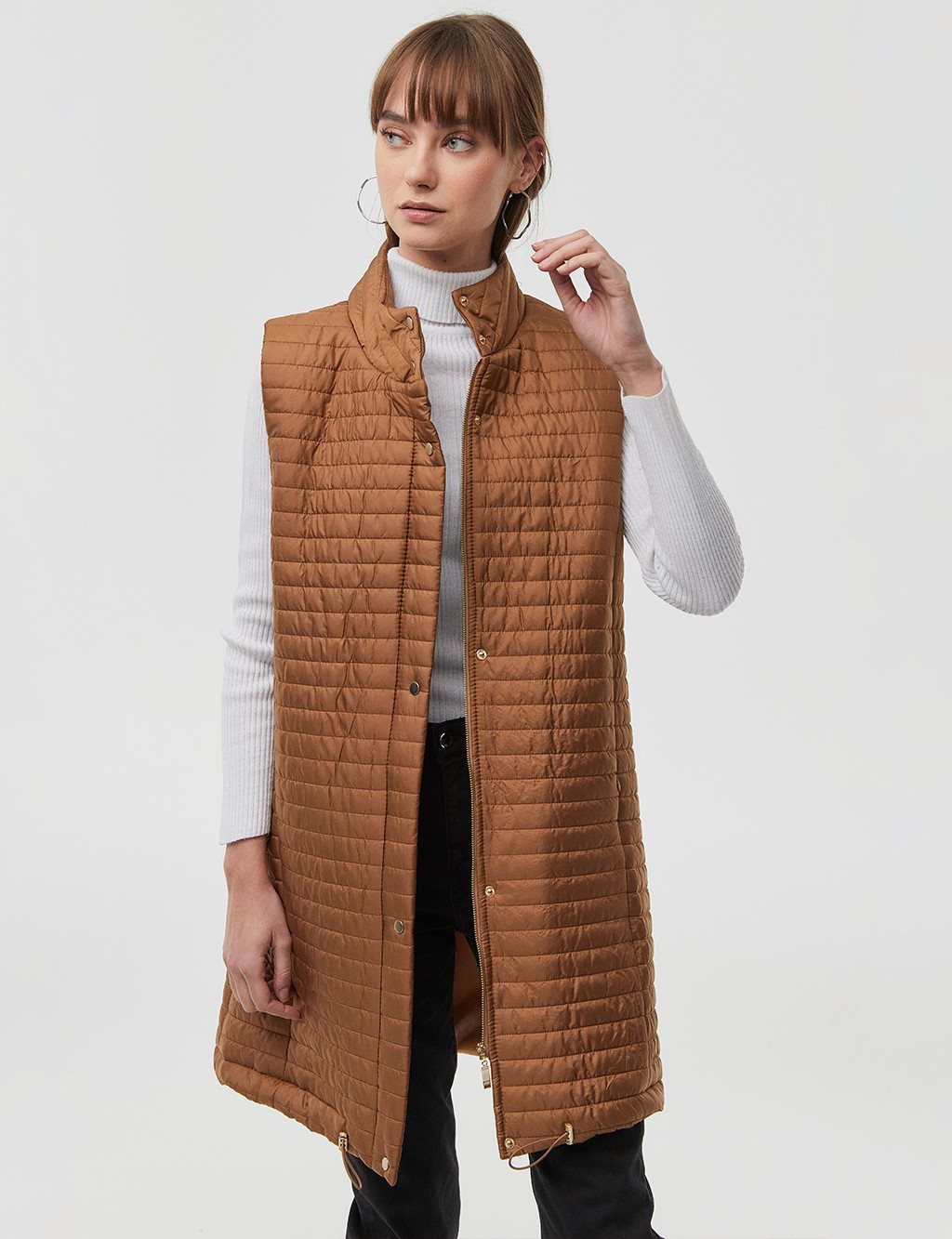 Quilted Inflatable Vest Beige