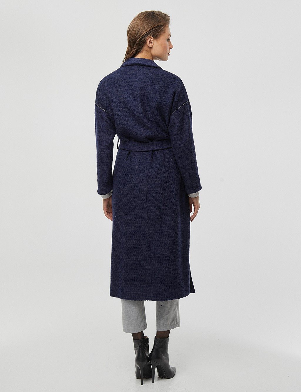 Point Stitched Coat Navy