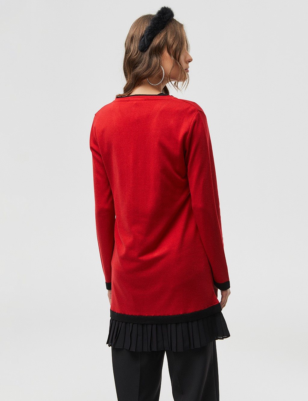 Skirt Pleated Knitwear Cardigan Red