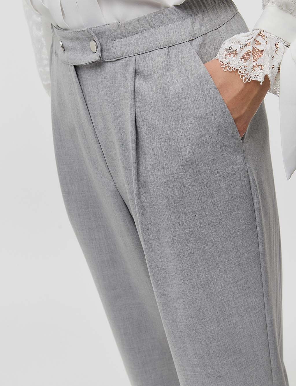 KYR Plaid Pleated Pants Grey