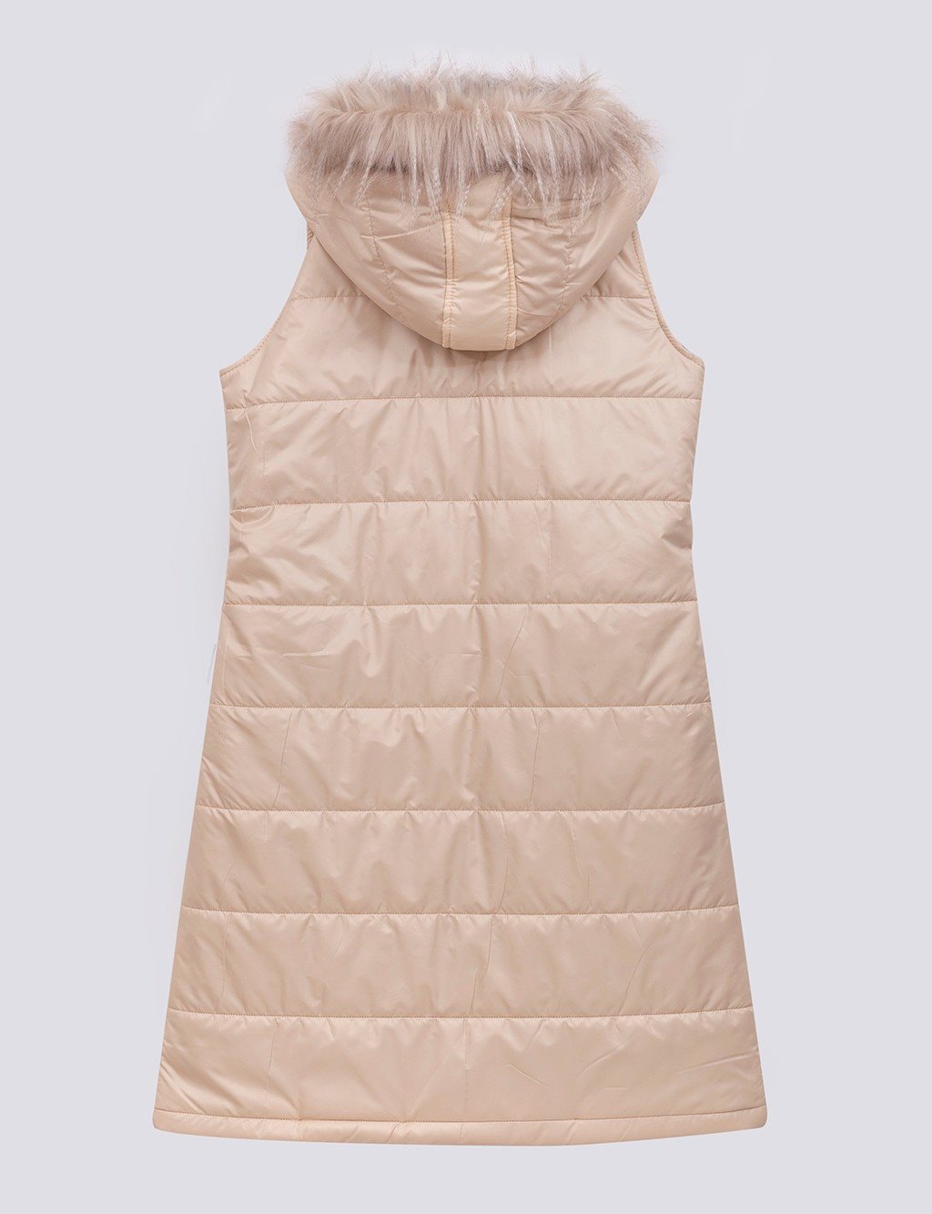 Furry Hooded Inflatable Vest Cream