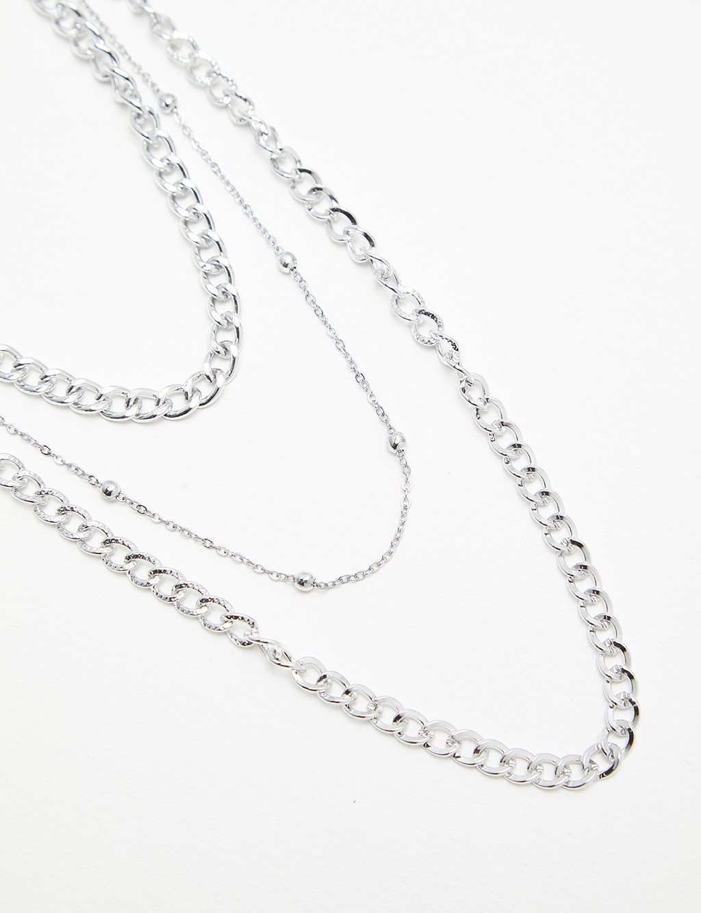 Triple Chain Necklace Silver