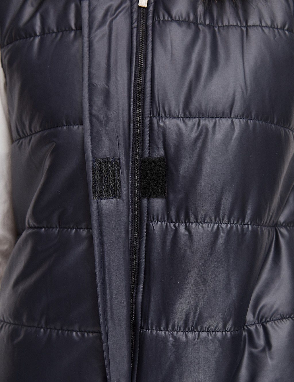 Furry Hooded Inflatable Vest Navy