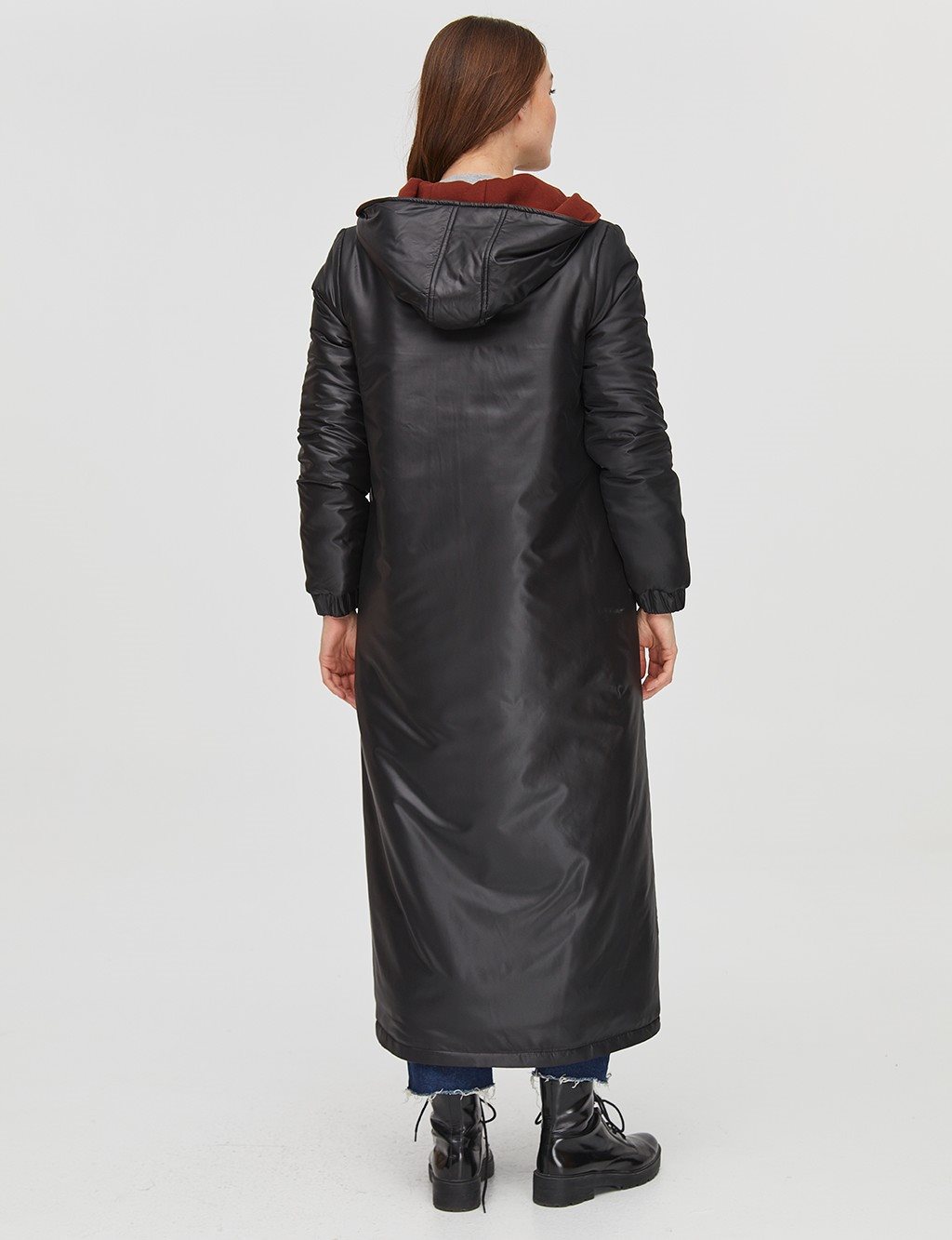 Double-Sided Hooded Coat Black