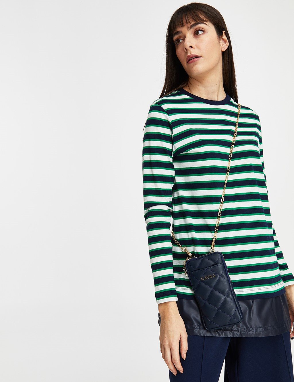 Striped Blouse Navy-Green