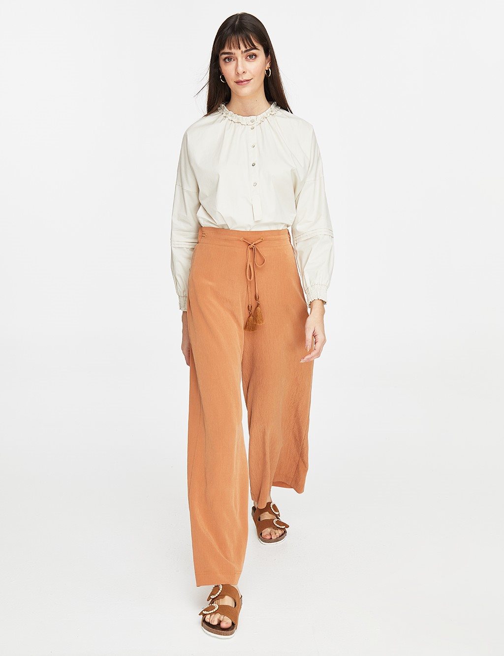 KYR Lace-Up Wide Leg Pants Clay
