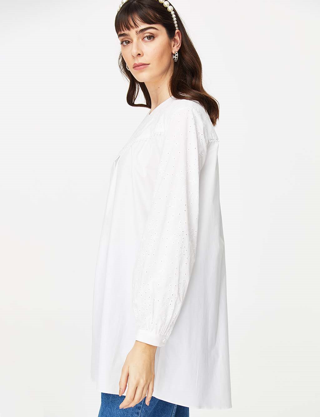 Scalloped Tunic White