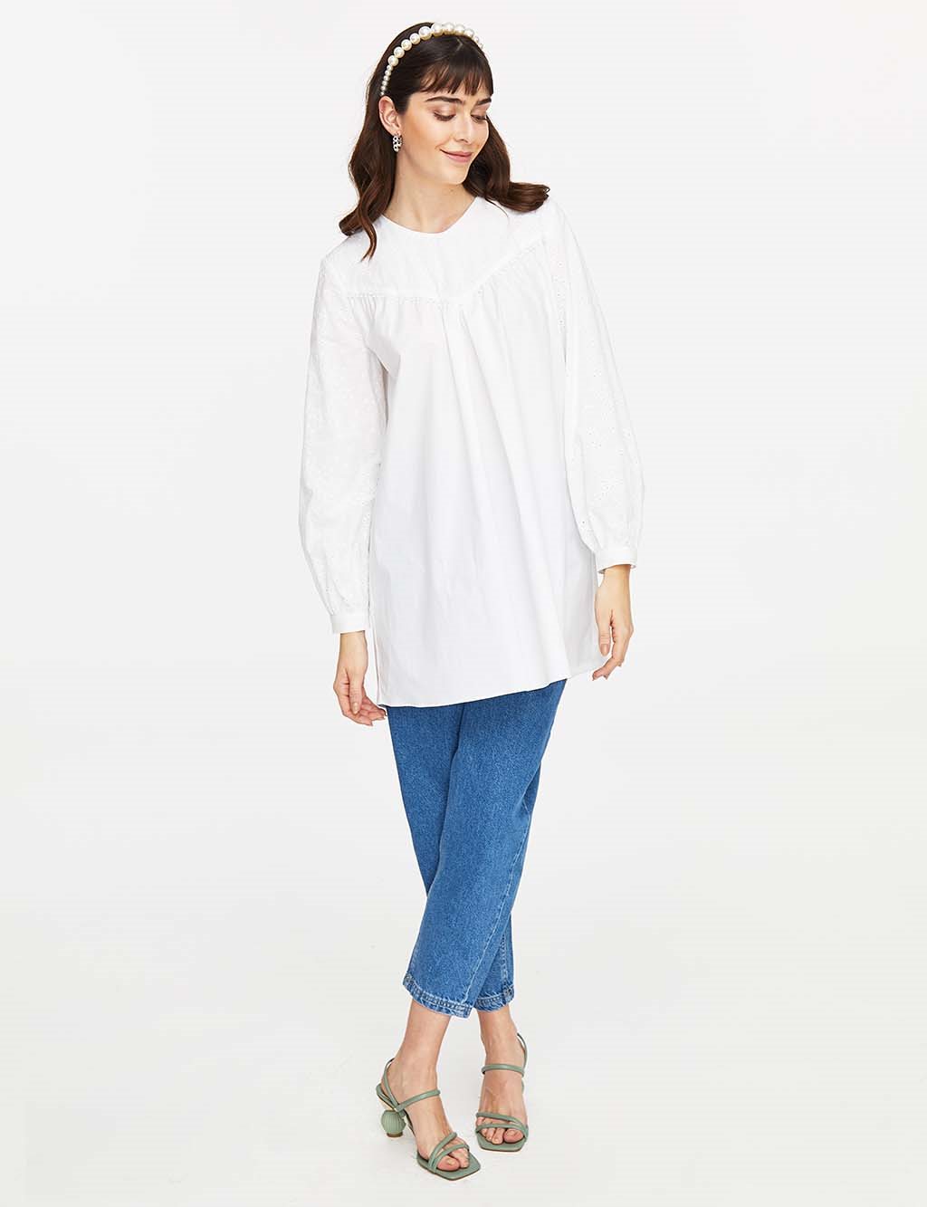 Scalloped Tunic White