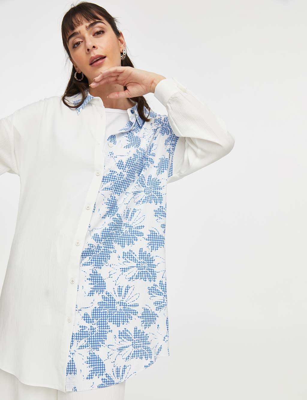 KYR Çiçekli Tunik Ekru