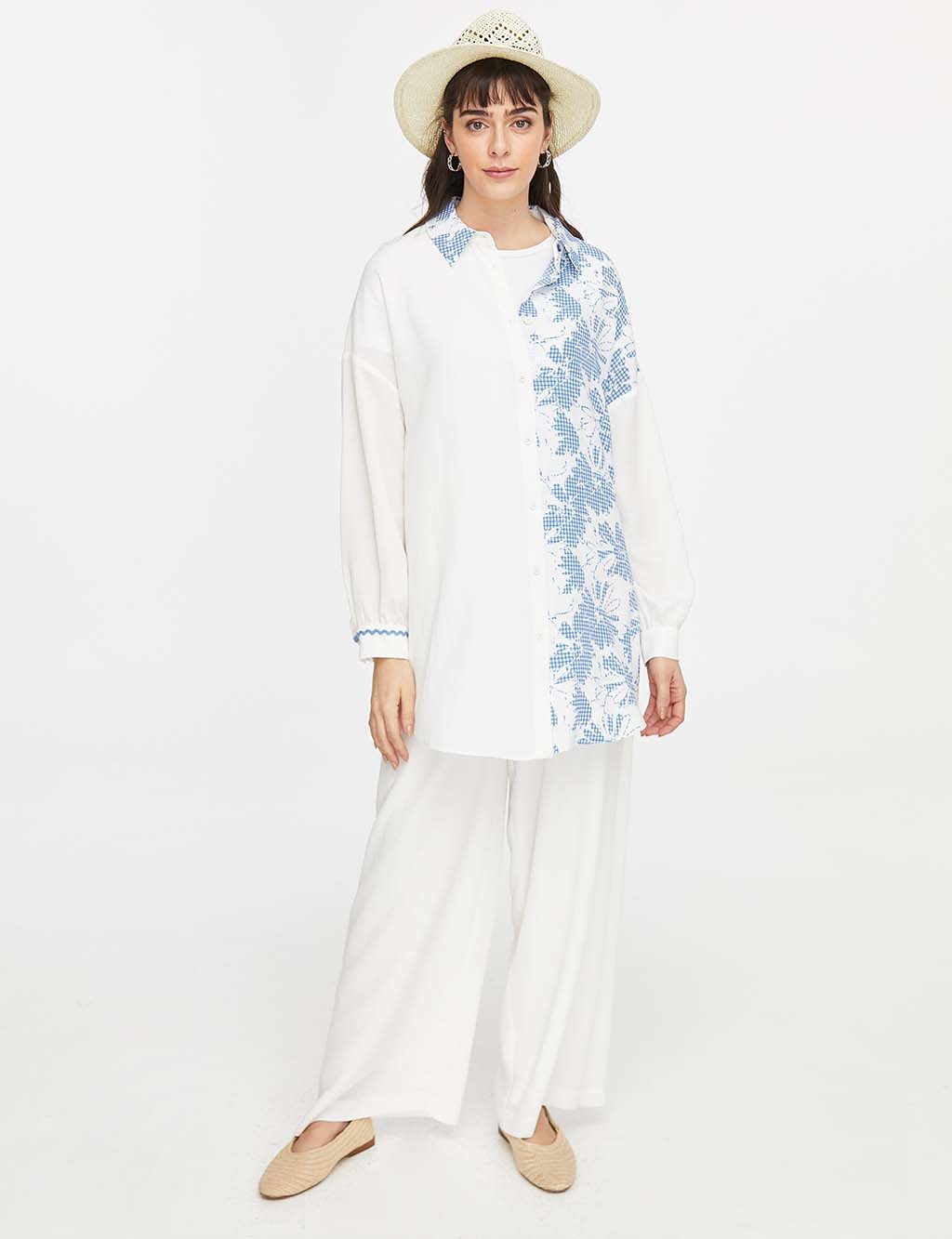 KYR Çiçekli Tunik Ekru