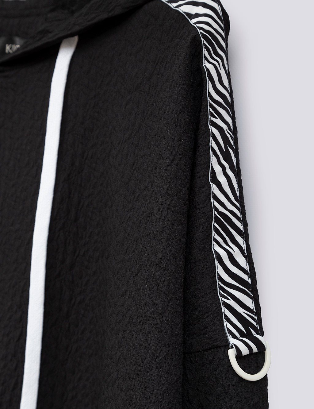 Stripe Detailed Hoodie Sweatshirt Black