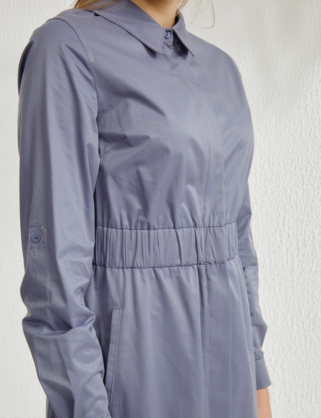 KYR Elastic Waist Punto Stitched Dress Grey