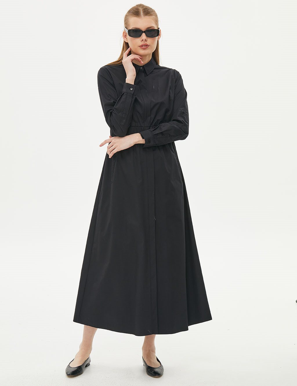 KYR Elastic Waist Punto Stitched Dress Black